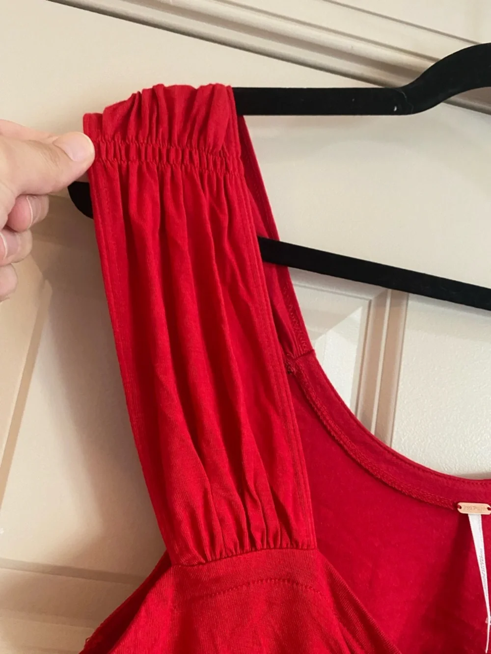 NWT Free People Romantic Babydoll Red Sleeveless Keyhole Neck Top